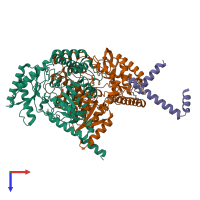 PDB entry 7k0j coloured by chain, top view.