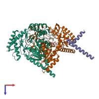 PDB entry 7k0l coloured by chain, top view.