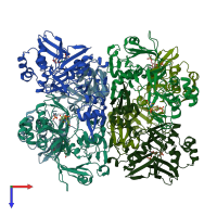 PDB entry 7k0r coloured by chain, top view.