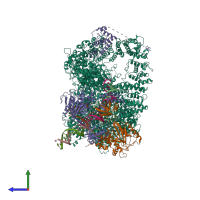 PDB entry 7k0y coloured by chain, side view.