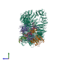 PDB entry 7k1j coloured by chain, side view.