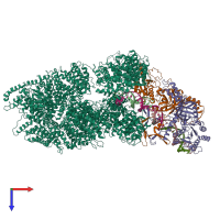 PDB entry 7k1j coloured by chain, top view.