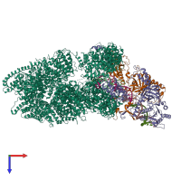 PDB entry 7k1n coloured by chain, top view.