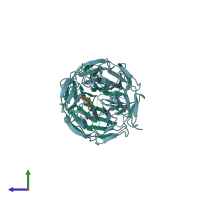 PDB entry 7k2h coloured by chain, side view.