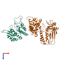 PDB entry 7k2v coloured by chain, top view.