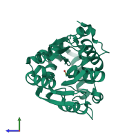 PDB entry 7k2z coloured by chain, side view.