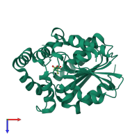 PDB entry 7k38 coloured by chain, top view.