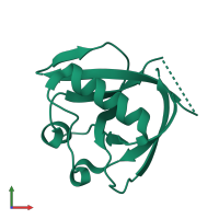 PDB entry 7k3n coloured by chain, front view.