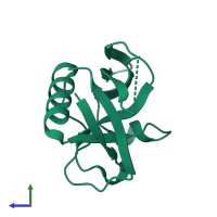 PDB entry 7k3n coloured by chain, side view.