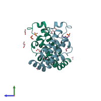 PDB entry 7k3o coloured by chain, side view.