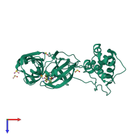PDB entry 7k40 coloured by chain, top view.