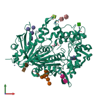 PDB entry 7k4o coloured by chain, front view.