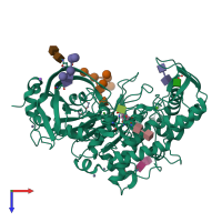 PDB entry 7k4o coloured by chain, top view.