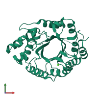 PDB entry 7k4w coloured by chain, front view.