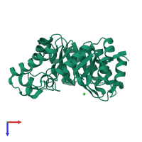 PDB entry 7k4w coloured by chain, top view.