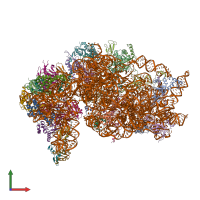 PDB entry 7k5i coloured by chain, front view.