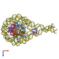 PDB entry 7k5y coloured by chain, top view.