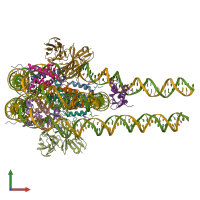 PDB entry 7k63 coloured by chain, front view.