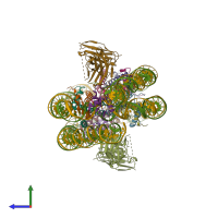 PDB entry 7k63 coloured by chain, side view.