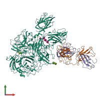 PDB entry 7k66 coloured by chain, front view.