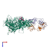 PDB entry 7k66 coloured by chain, top view.