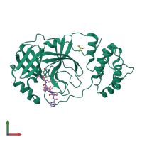 PDB entry 7k6d coloured by chain, front view.