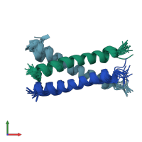 PDB entry 7k7a coloured by chain, ensemble of 15 models, front view.