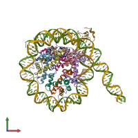 PDB entry 7k7g coloured by chain, front view.