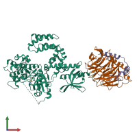 PDB entry 7k7l coloured by chain, front view.