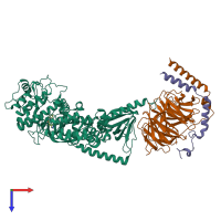 PDB entry 7k7z coloured by chain, top view.