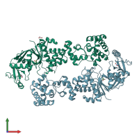 PDB entry 7k86 coloured by chain, front view.