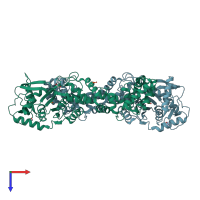 PDB entry 7k86 coloured by chain, top view.