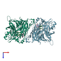 PDB entry 7k89 coloured by chain, top view.