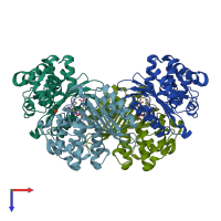 PDB entry 7k8f coloured by chain, top view.