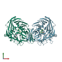 PDB entry 7k8g coloured by chain, front view.