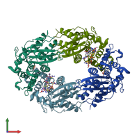 PDB entry 7k8h coloured by chain, front view.
