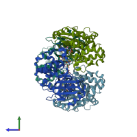 PDB entry 7k8h coloured by chain, side view.