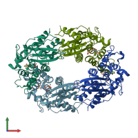 PDB entry 7k8k coloured by chain, front view.