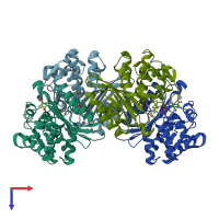 PDB entry 7k8k coloured by chain, top view.