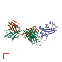 PDB entry 7k8m coloured by chain, top view.