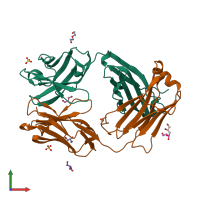 PDB entry 7k8n coloured by chain, front view.