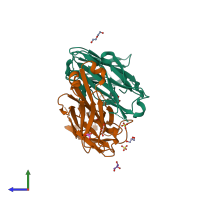 PDB entry 7k8n coloured by chain, side view.