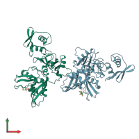 PDB entry 7k9p coloured by chain, front view.