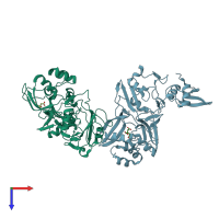 PDB entry 7k9p coloured by chain, top view.