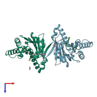 PDB entry 7k9v coloured by chain, top view.