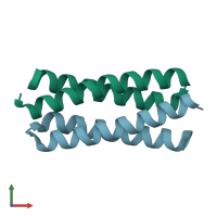 PDB entry 7kae coloured by chain, front view.
