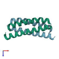 PDB entry 7kae coloured by chain, top view.