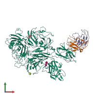PDB entry 7kbt coloured by chain, front view.