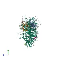 PDB entry 7kbt coloured by chain, side view.