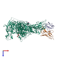 PDB entry 7kbt coloured by chain, top view.